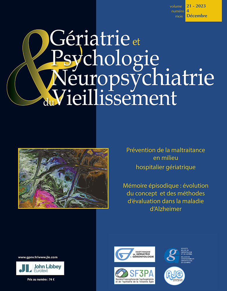 Gériatrie et Psychologie Neuropsychiatrie du  Vieillissement