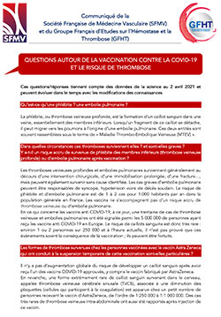 Questions autour de la vaccination contre la COVID-19 et le risque de Thrombose